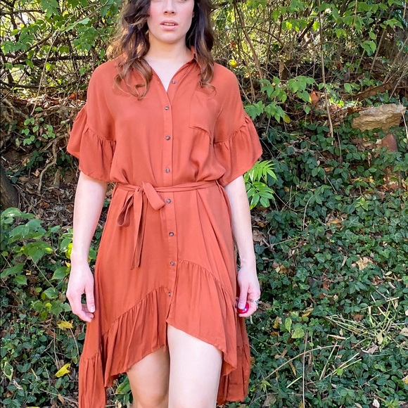Burnt Orange hi-low dress - Picture 5 of 5